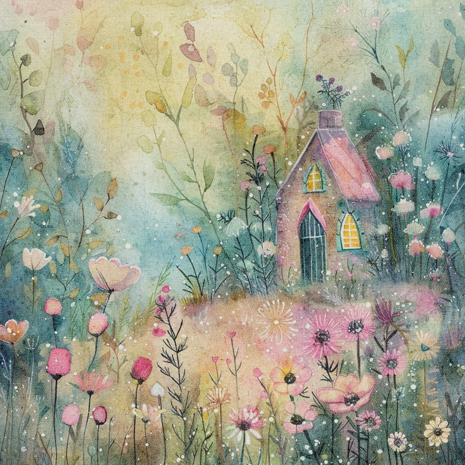 Cottage Garden 12x12 House Print