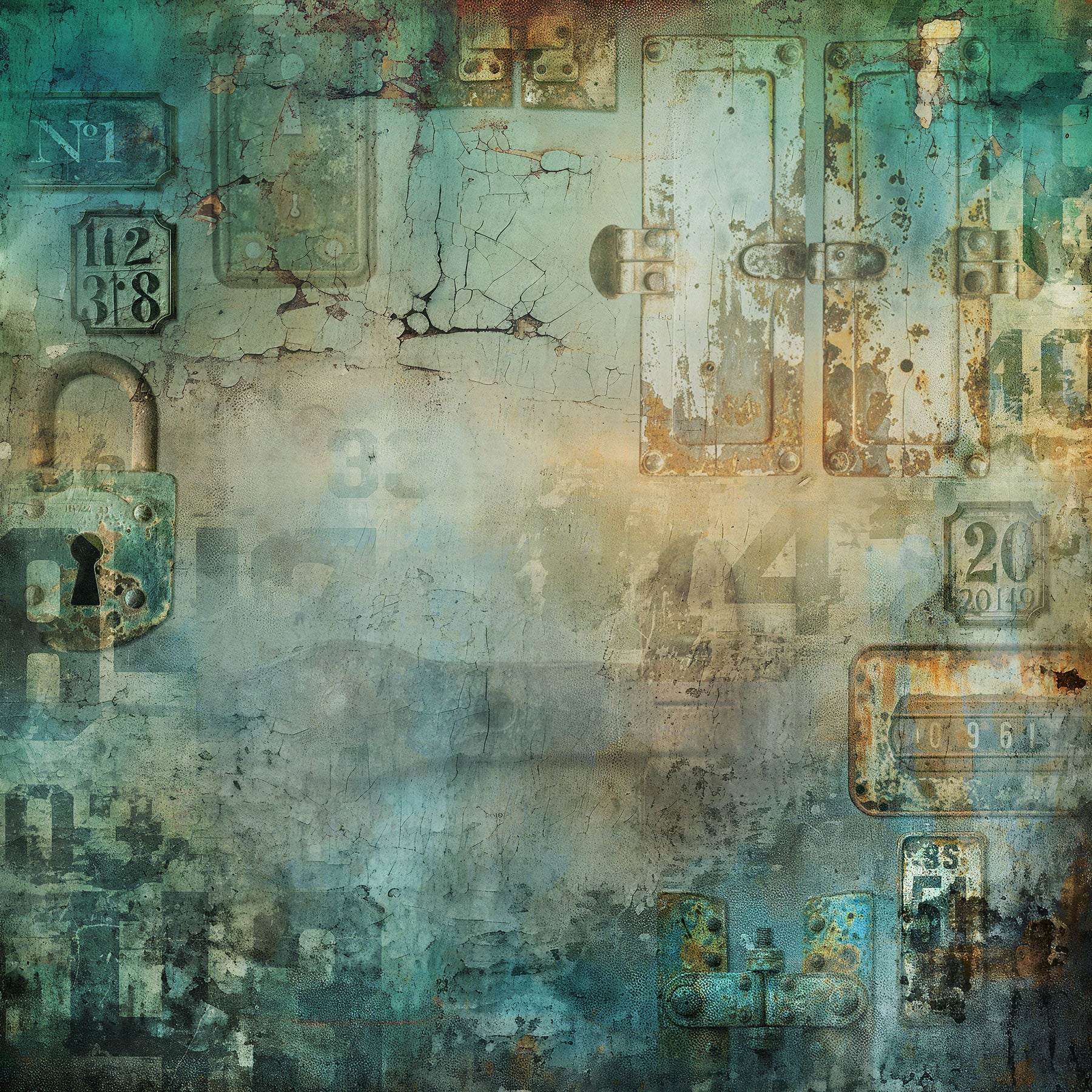 Rustique 12x12 Teal Print