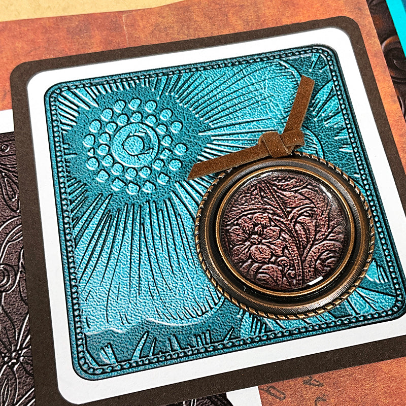 Impressed Copper Bezels with Epoxy Stickers