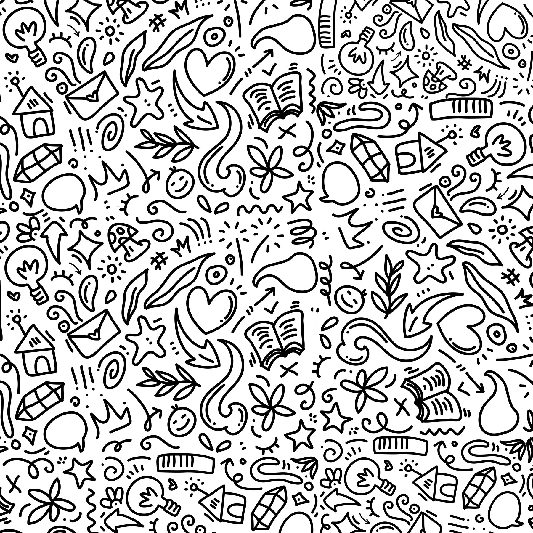 Doodles 12x12 White Print