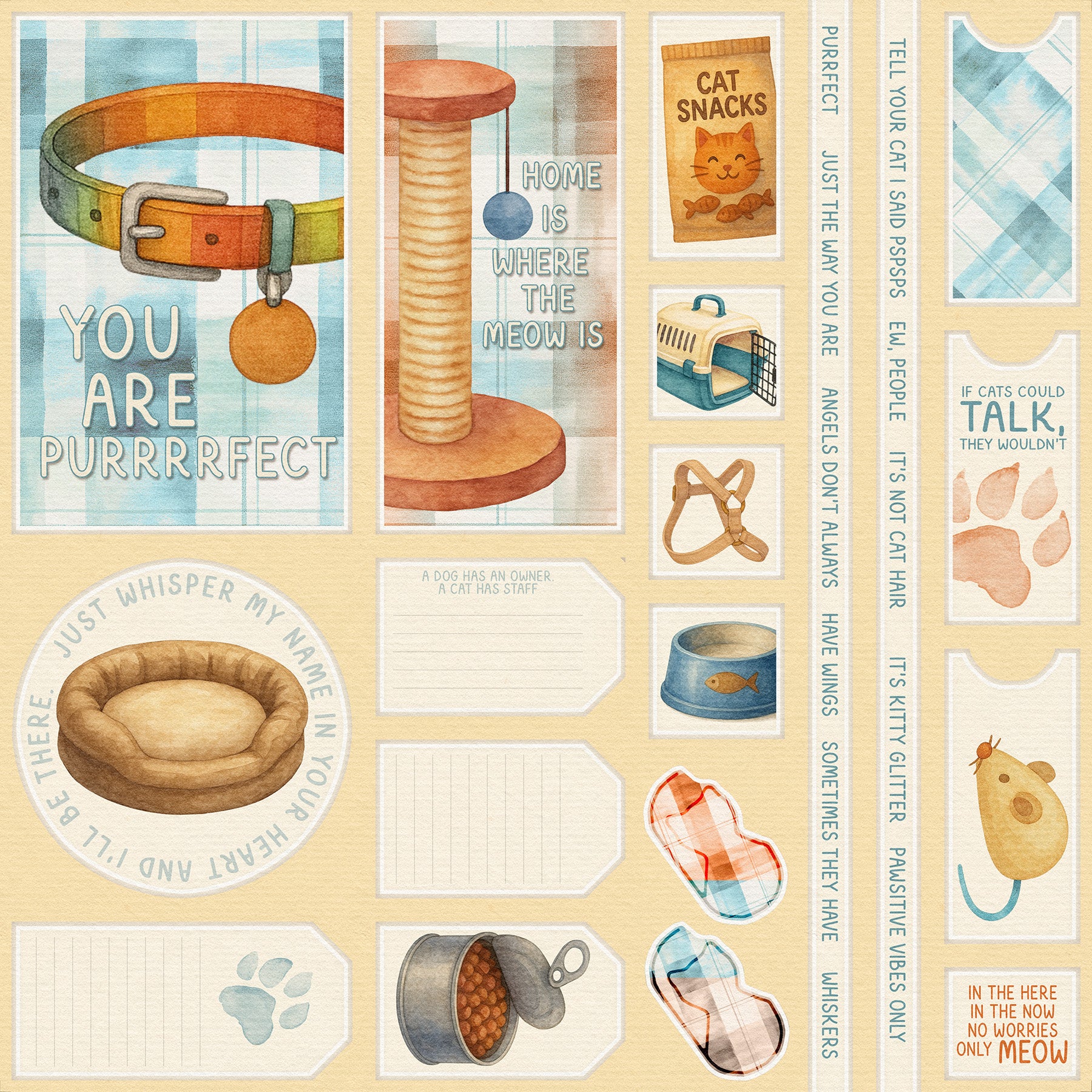 Wags and Whiskers Cat Page Cutaparts