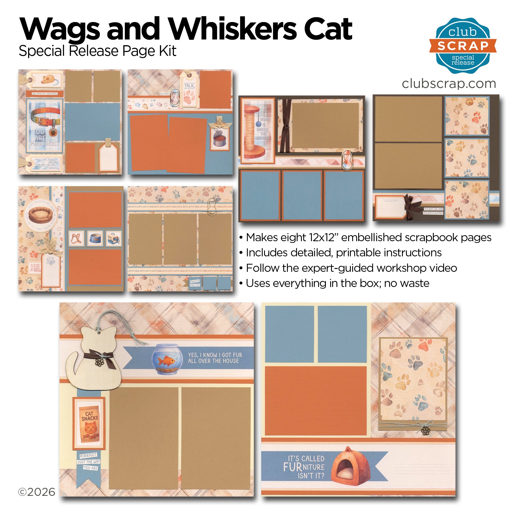 Wags and Whiskers - Cat Page Kit