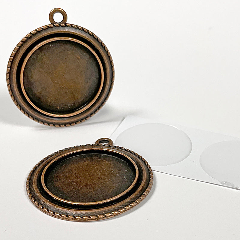 Impressed Copper Bezels with Epoxy Stickers