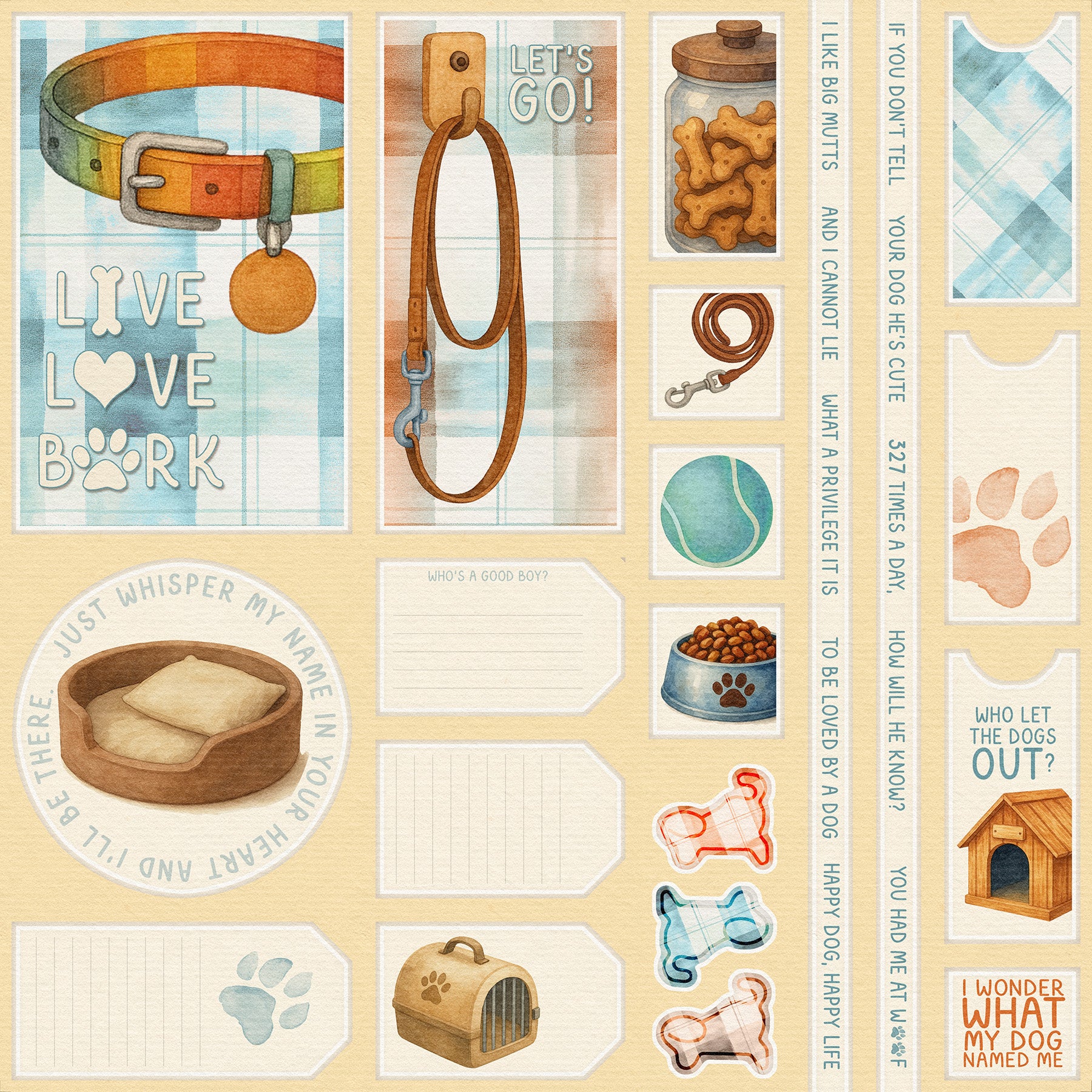 Wags and Whiskers Dog Page Cutaparts