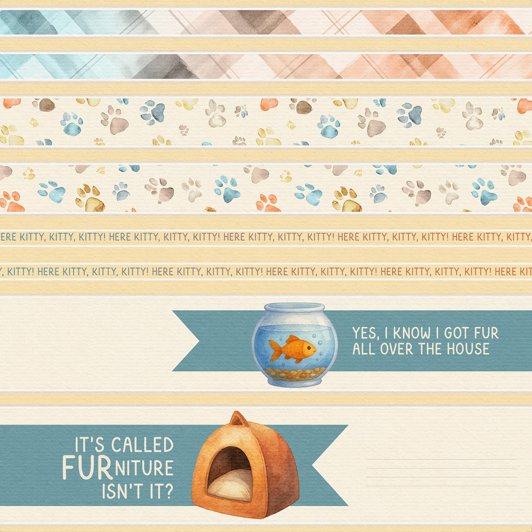 Wags and Whiskers Cat Page Cutaparts