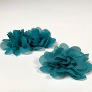 Folk Art Teal Chiffon Flowers